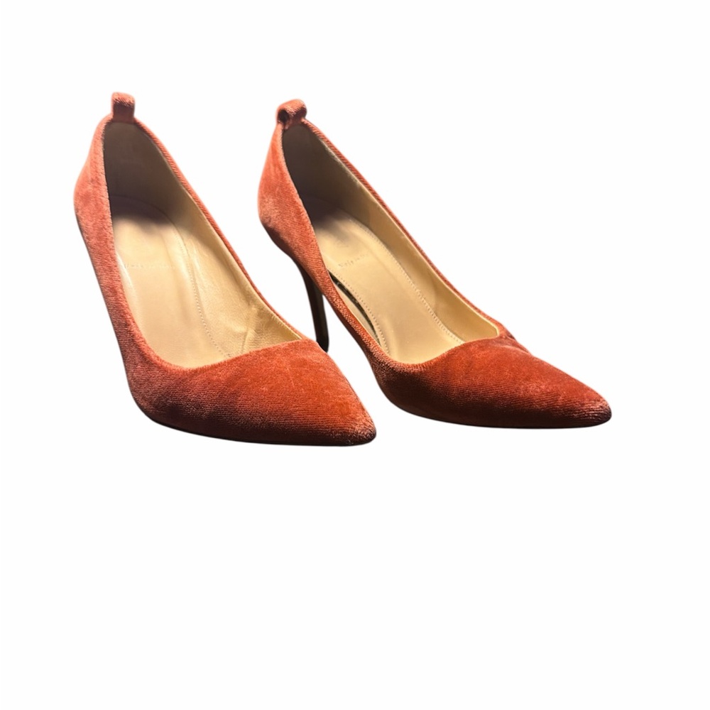 J. Crew Burnt Orange Velvet Heels made in Italy.